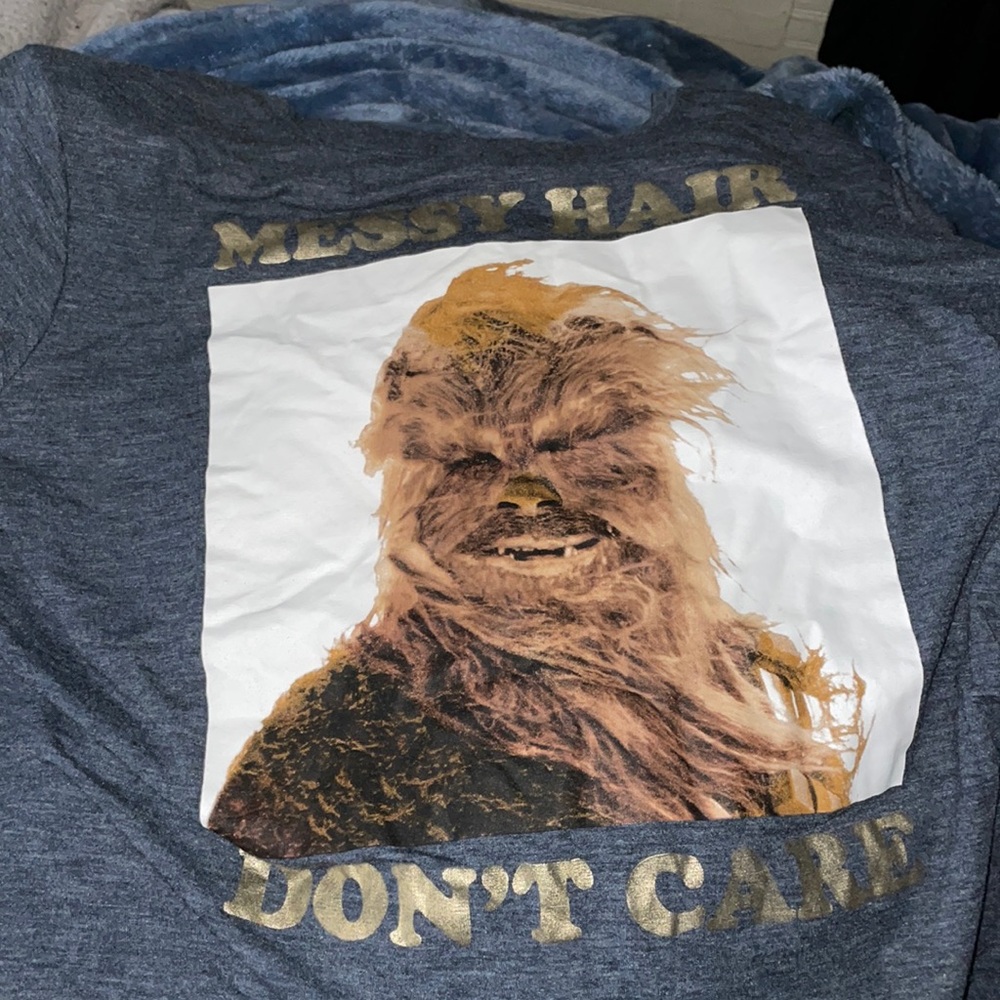 Messy hair don’t care Chewbacca Star Wars shirt